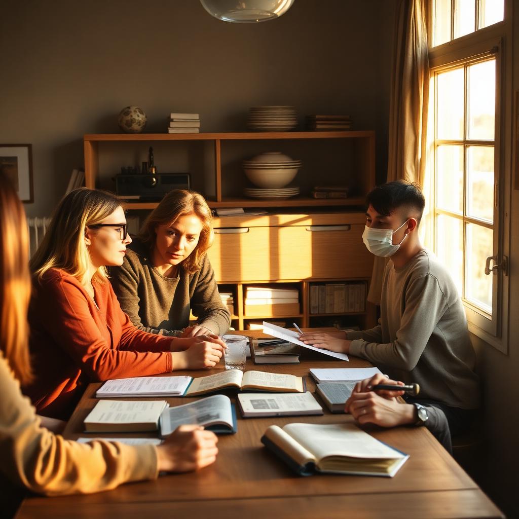 The Shepherd's Page team gathered around a table of books